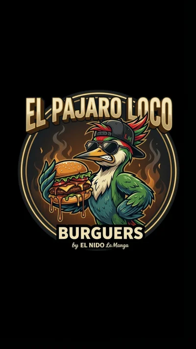 El Pájaro Loco Burguers — logo vertical