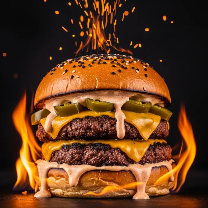 La Picantona — hamburguesa picante del Reto Picantón de El Pájaro Loco con jalapeños y salsa chipotle